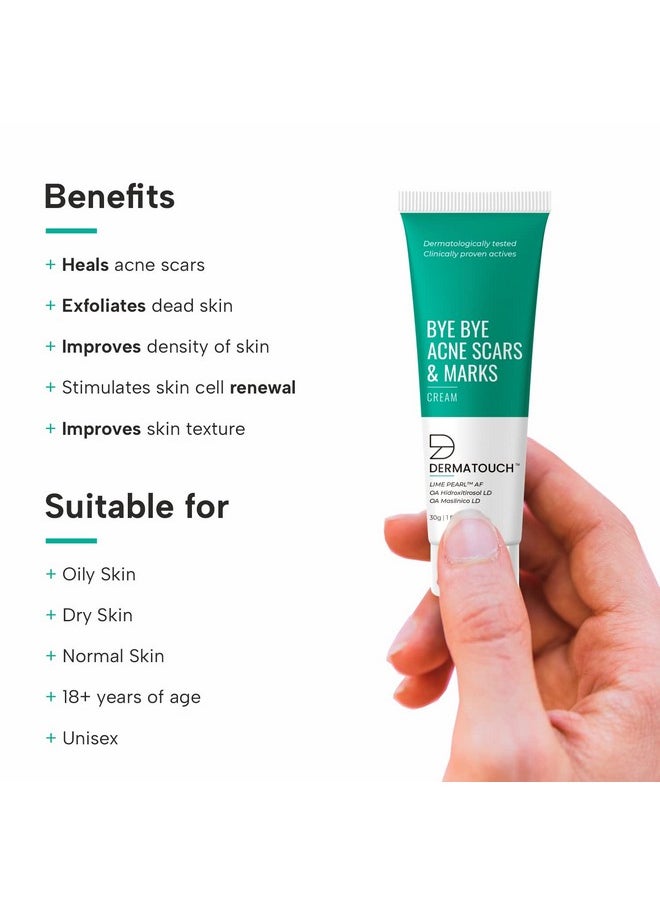 DERMATOUCH Bye Bye Acne Scars & Marks Cream || Acne Scars Corrector || Formulated Specially To Address Scars & Marks || Suitable For All Skin Types - 30G  - Image 2