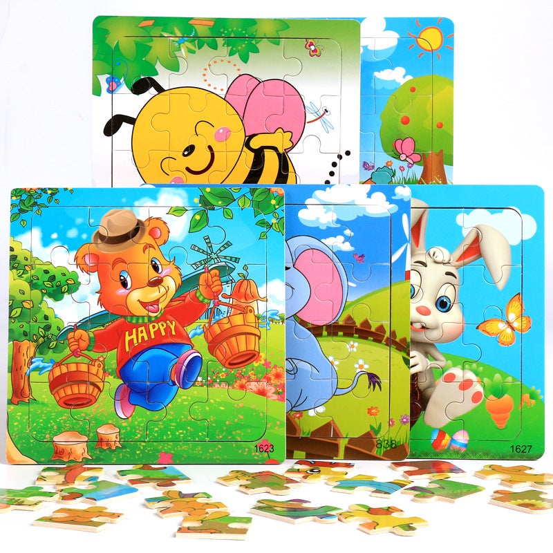 Wooden 16-Piece Cartoon Cognitive Jigsaw Puzzle For Early Childhood Education - Image 5