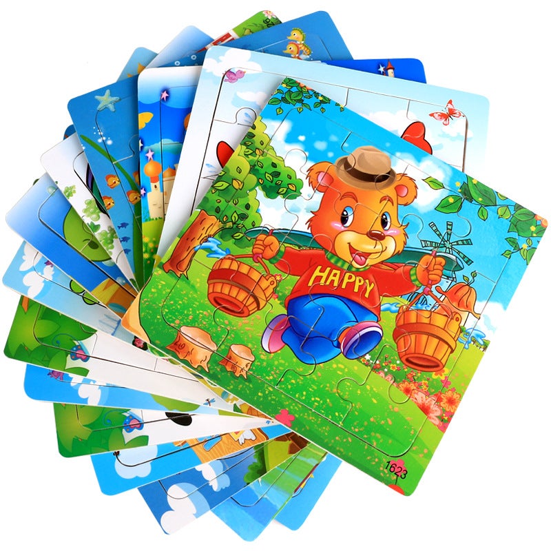 Wooden 16-Piece Cartoon Cognitive Jigsaw Puzzle For Early Childhood Education - Image 4