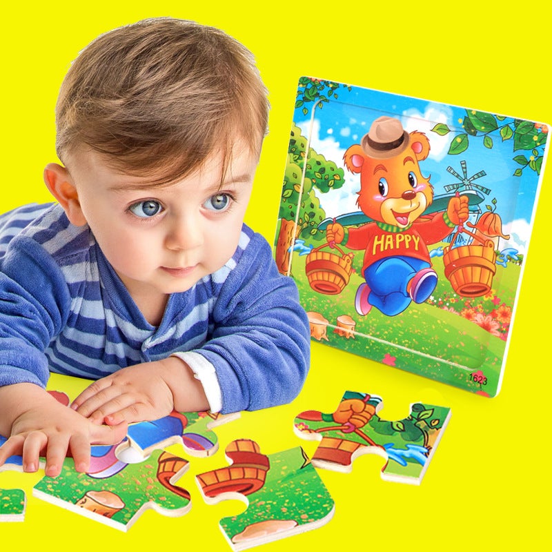 Wooden 16-Piece Cartoon Cognitive Jigsaw Puzzle For Early Childhood Education - Image 3