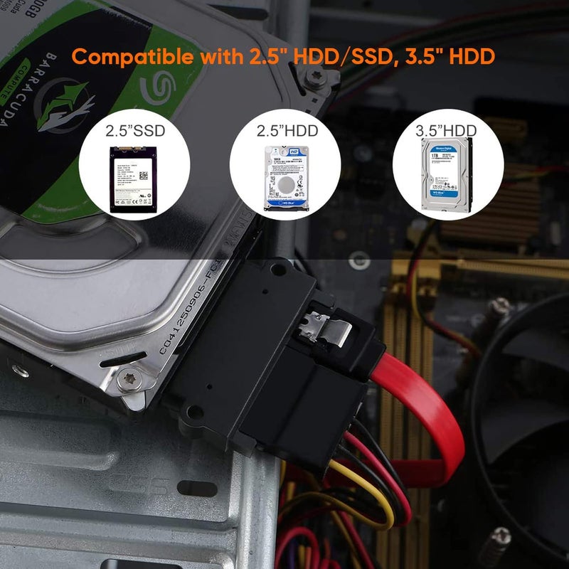 CableCreation SATA to SATA HDD Adapter, 22 Pin (7+15) Male to 22 pin Female Extender for 2.5” HDD,Slim Sata Converter Adapter, Black - Image 5