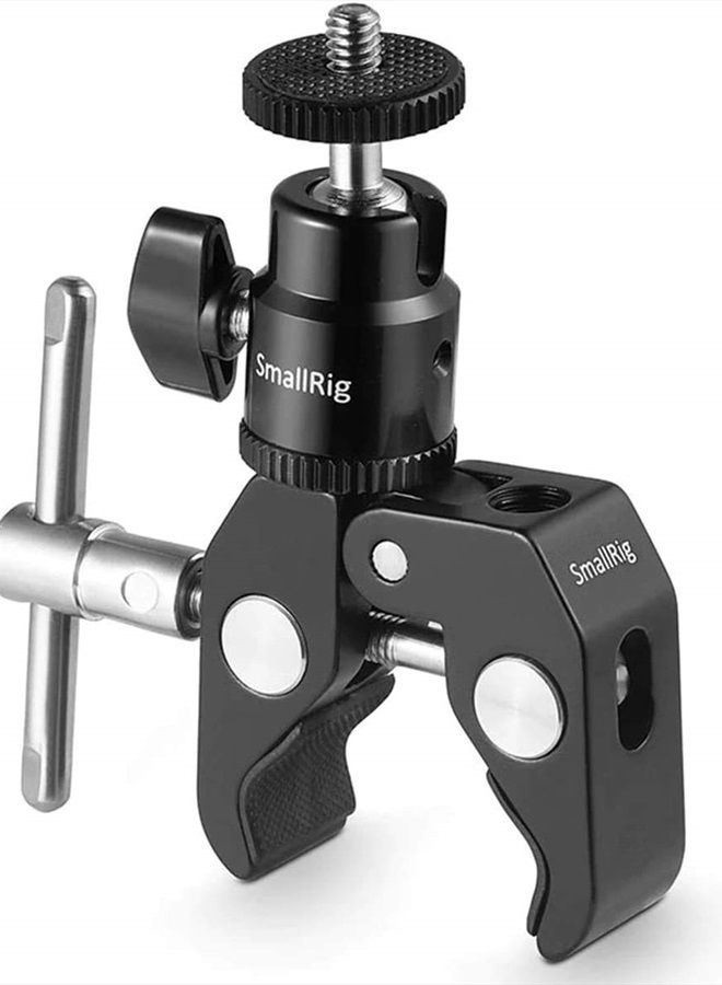 SmallRig Super Clamp Mount with Mini Ball Head Mount, Hot Shoe Adapter with 1/4 Screw for LCD Field Monitor, LED Lights, Flash, Microphone, for Gopro, for DJI Action 2, for Insta360-1124 - Image 1