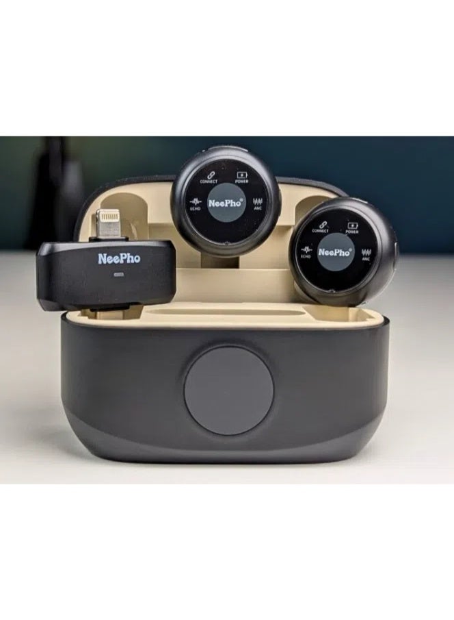 NeePho NP-57 Wireless Dual Microphone with Noise Reduction – Compatible with iOS & Android, Charging Case Included - Image 3