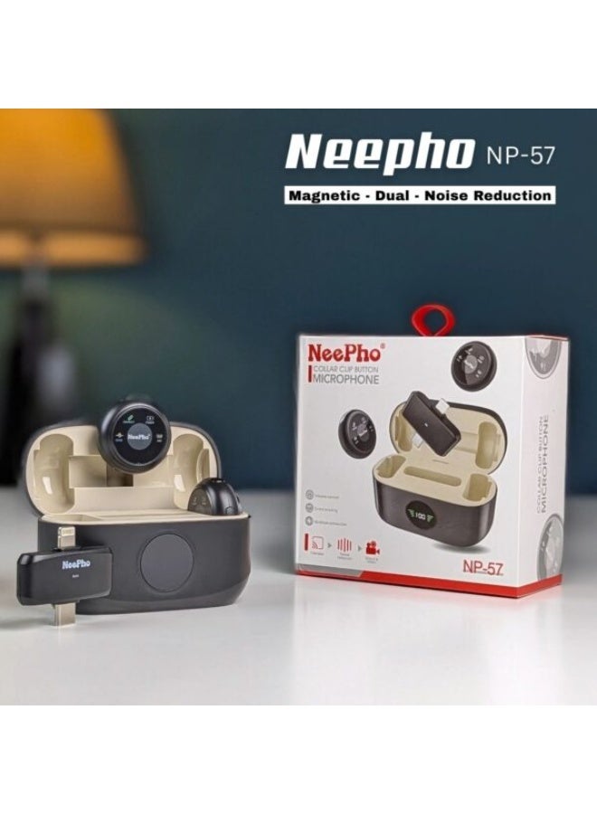 NeePho NP-57 Wireless Dual Microphone with Noise Reduction – Compatible with iOS & Android, Charging Case Included - Image 2