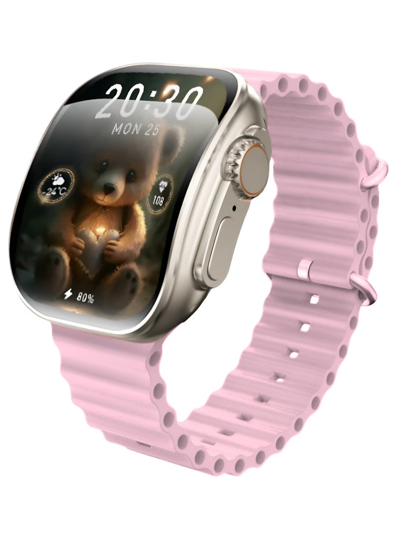 ماركة غير محددة - ساعة ذكية X10 Ultra3 ذات شاشة منحنية NFC بلوتوث شحن لاسلكي (بينك) - Image 1