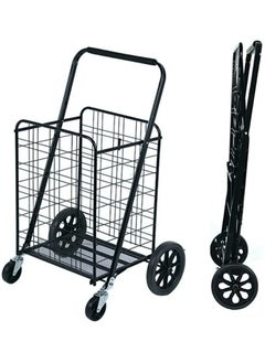 Grocery Shopping trolley Storage Cart and Utility Transit Hand Cart for Daily Use Black 80kg