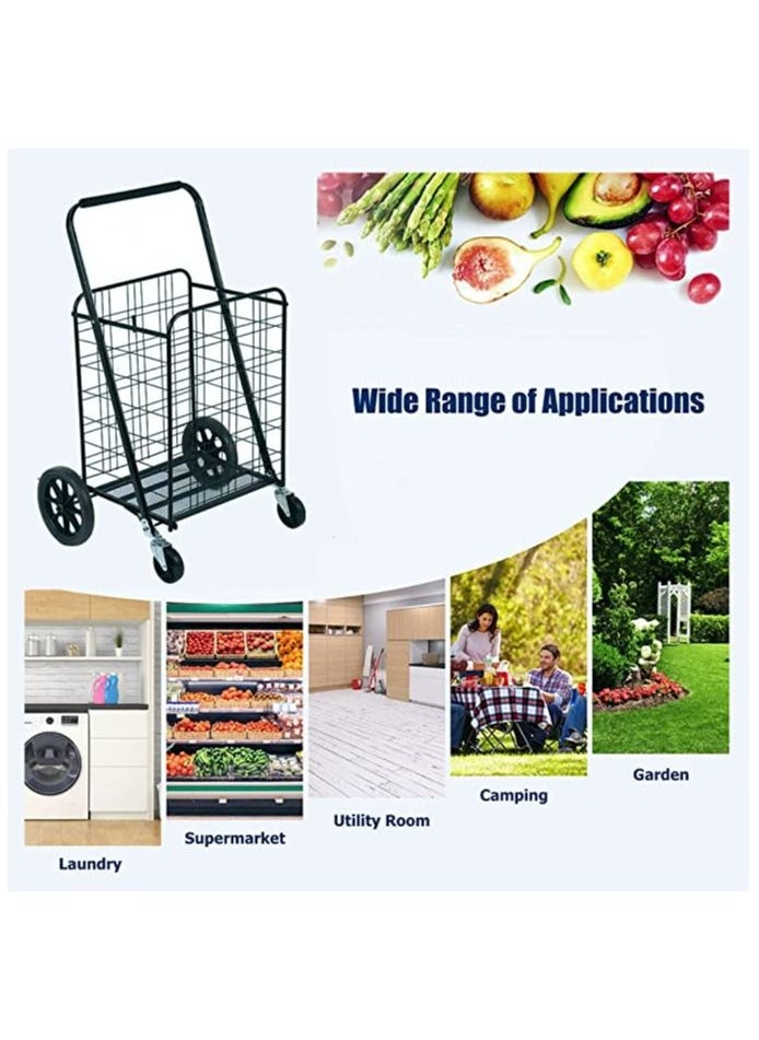 Generic - Grocery Shopping trolley Storage Cart and Utility Transit Hand Cart for Daily Use Black 80kg - Image 1
