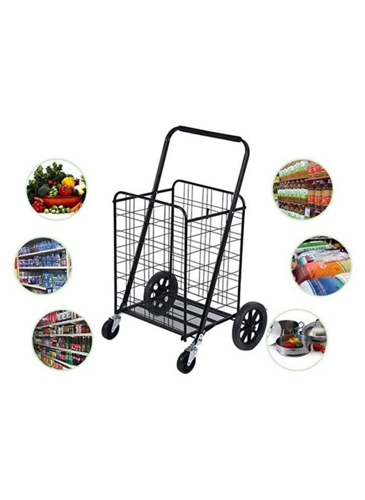 Generic - Grocery Shopping trolley Storage Cart and Utility Transit Hand Cart for Daily Use Black 80kg - Image 1
