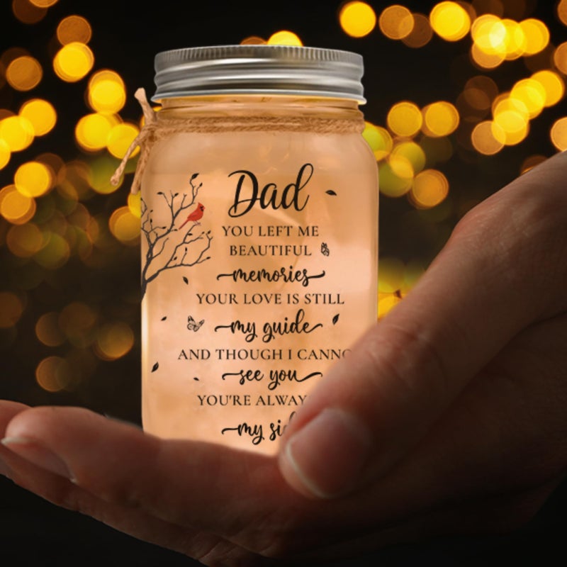 2IMT Memorial Gifts for Loss of Dad, Bereavement Gifts for Loss of Father, In Memory of Dad Memorial Red Cardinal Loss of Father Sympathy Gift Sympathy Quotes In Loving Memory Condolences Mason Jar Light - Image 4