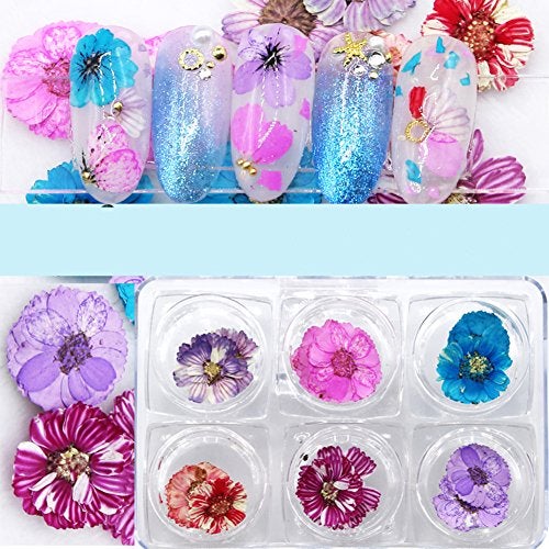 Minejin Nail Art True Dried Flower 3D DIY Real Flower Decoration 6 Colors - Image 1