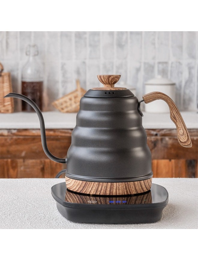 DIYANOO Electric Stainless Steel Gooseneck Kettle ±1℉ Temperature Control, Coffee Kettle Stainless Steel Inner, Quick Heating, for Pour Over Coffee, Brew Tea, Boil Hot Water, 1L Black coffee kettle  - Image 1