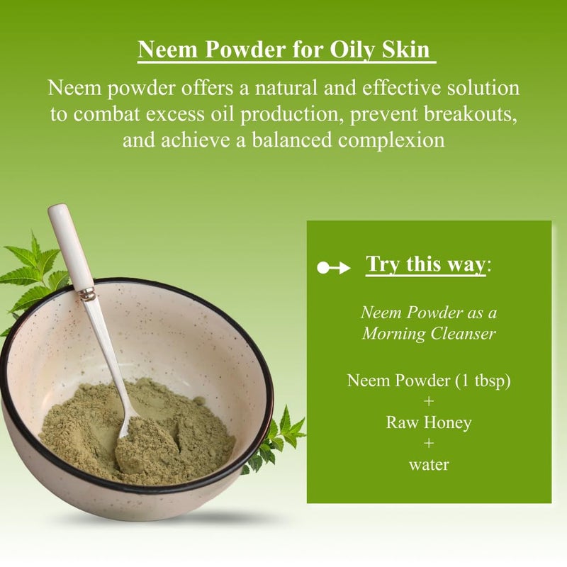 Vriksha Veda Vriksha Veda Neem Powder for Skin Face and Hair I 100 Pure and Natural I Shade Dried Neem Leaves Powder I No added colours or preservatives I100 gms  - Image 3