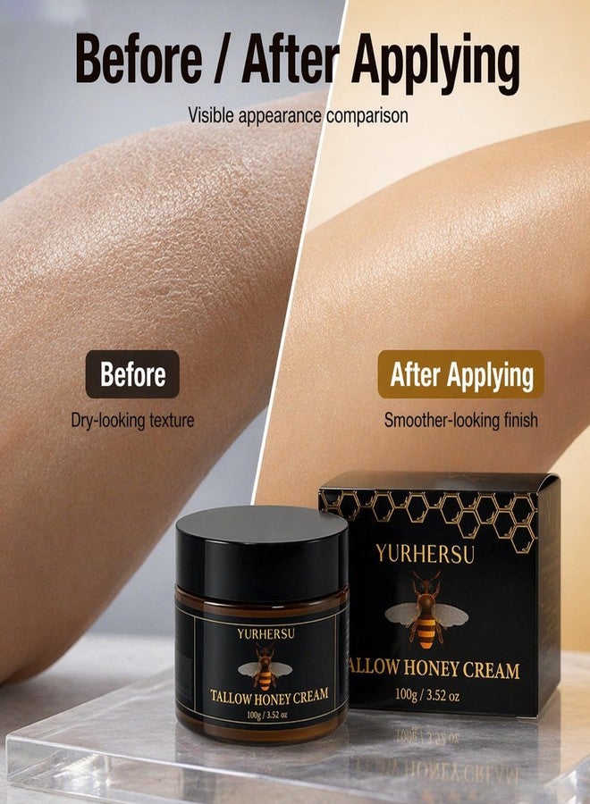 YURHERSU كريم يورهيرسو بالعسل والشحم، بلسم مرطب للوجه والجسم مع الشحم والعسل وزيت الزيتون، ترطيب عميق للبشرة الجافة والخشنة، تحسين مرونة البشرة لجميع أنواع البشرة، سريع الامتصاص، 3.52 أونصة - Image 5