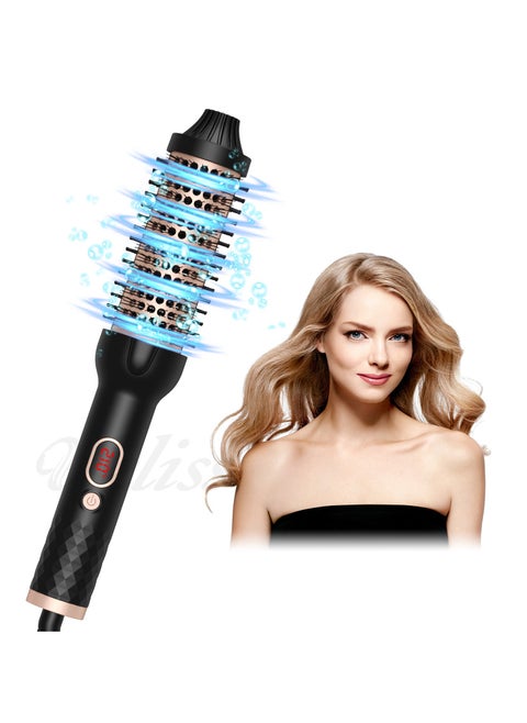 Professional Ionic Thermal Curling Brush – 10 Adjustable Heat Settings up to 410°F with LCD Display | PTC Ceramic Tourmaline Volumizing Styler for Frizz-Free Curls | Compact Travel Design