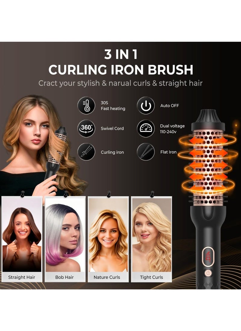 Captaintech Professional Ionic Thermal Curling Brush – 10 Adjustable Heat Settings up to 410°F with LCD Display | PTC Ceramic Tourmaline Volumizing Styler for Frizz-Free Curls | Compact Travel Design  - Image 2