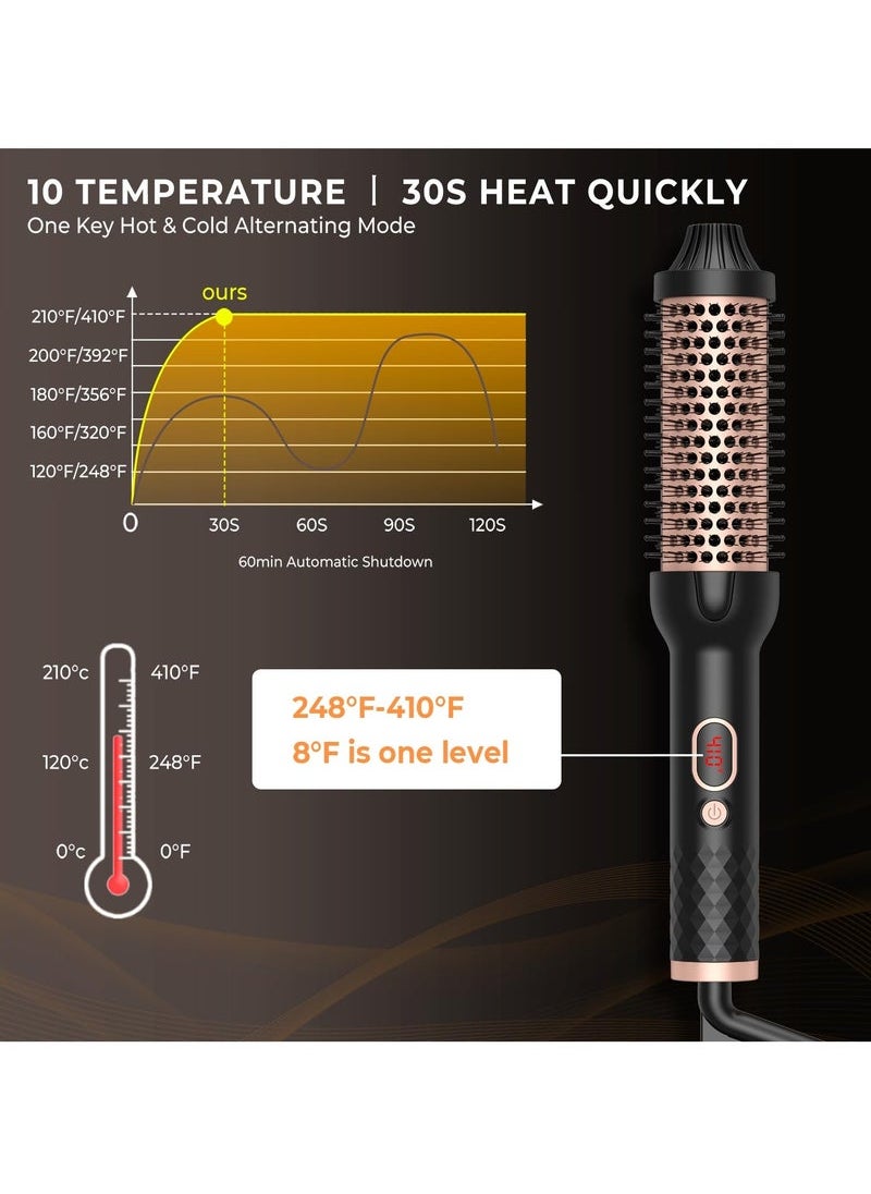 Captaintech Professional Ionic Thermal Curling Brush – 10 Adjustable Heat Settings up to 410°F with LCD Display | PTC Ceramic Tourmaline Volumizing Styler for Frizz-Free Curls | Compact Travel Design  - Image 5