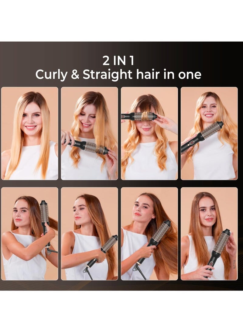 Professional Ionic Thermal Curling Brush – 10 Adjustable Heat Settings up to 410°F with LCD Display | PTC Ceramic Tourmaline Volumizing Styler for Frizz-Free Curls | Compact Travel Design