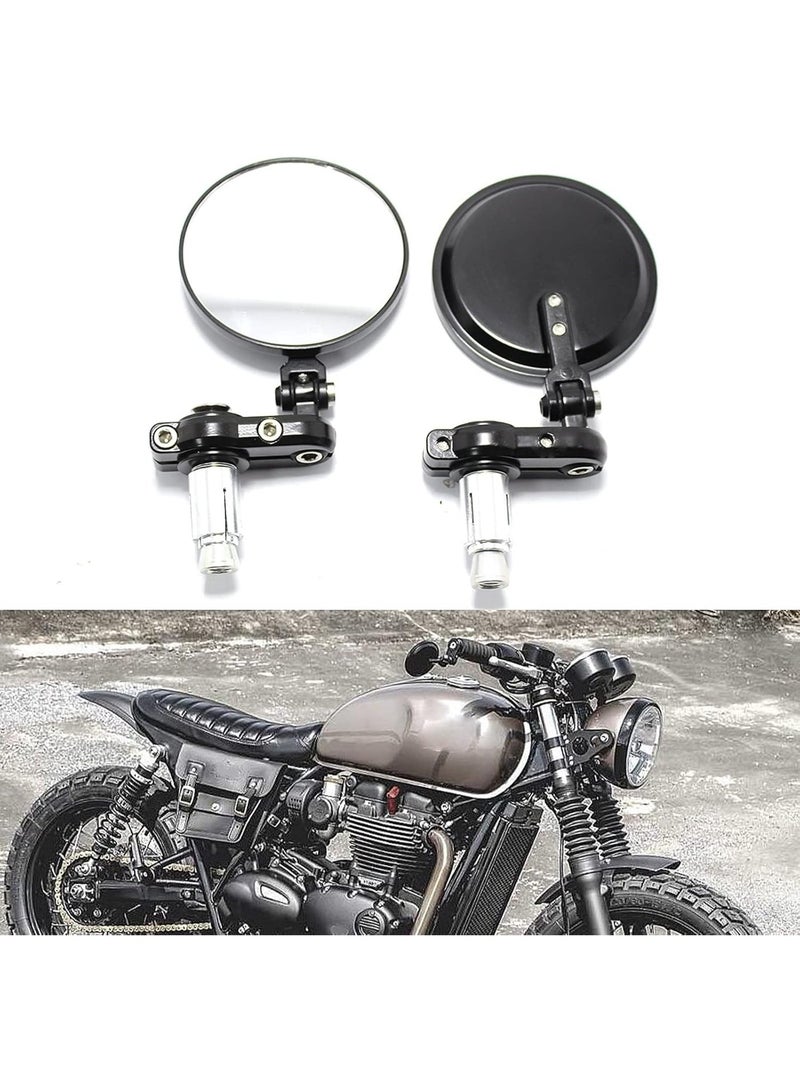 jaexest 7/8 Inch 22mm Universal Motorcycle Handlebar End Mirrors Foldable Round Aluminum Rear View Side Mirror for Dirt Bike Scooter ATV Moped (Black) - Image 1