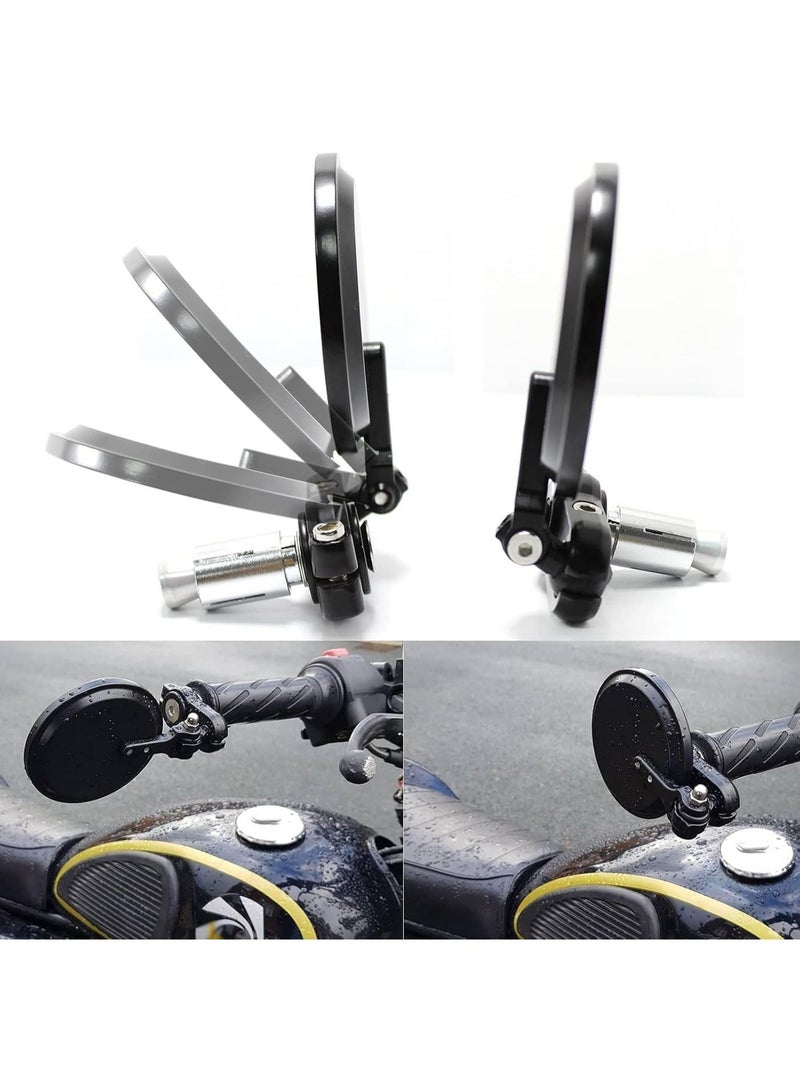 jaexest 7/8 Inch 22mm Universal Motorcycle Handlebar End Mirrors Foldable Round Aluminum Rear View Side Mirror for Dirt Bike Scooter ATV Moped (Black) - Image 4