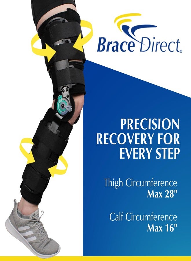 براس دايركت دعامة الركبة Brace Direct Post-Op ROM T-Scope - دعامة مفصلية للركبة ذات نطاق حركة تلسكوبي للتعافي من جراحة الرباط الصليبي الأمامي، والرباط الجانبي الإنسي، والرباط الصليبي الخلفي، والغضروف الهلالي، والكسور. مقاس عالمي (الفخذ ≤ 28 بوصة، الساق ≤ 16 بوصة). - Image 4