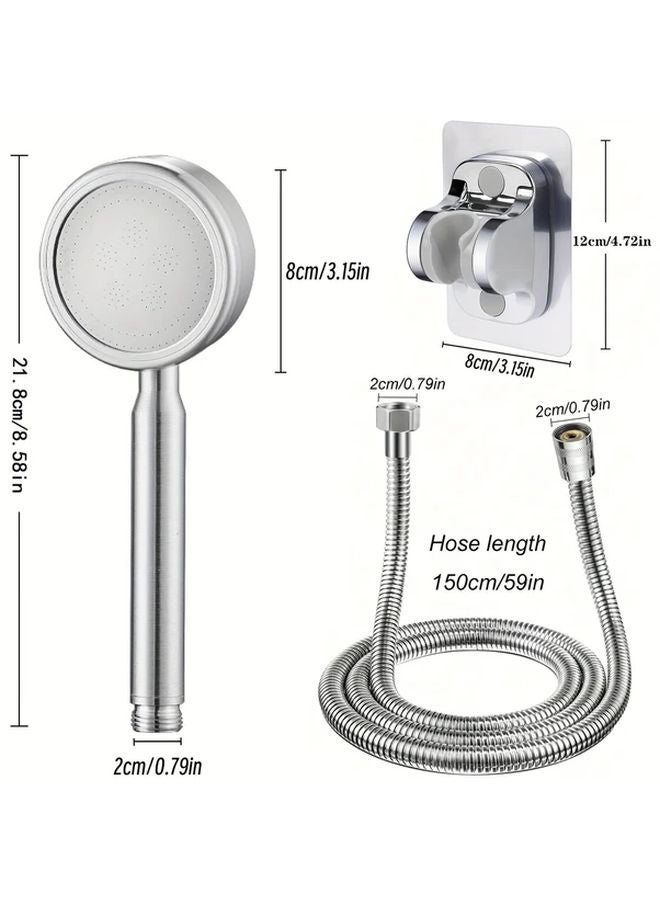 Silver Space Aluminum 3pcs Shower Set 59.06 Inch Encrypted Pipe with Wall Bracket - Image 4