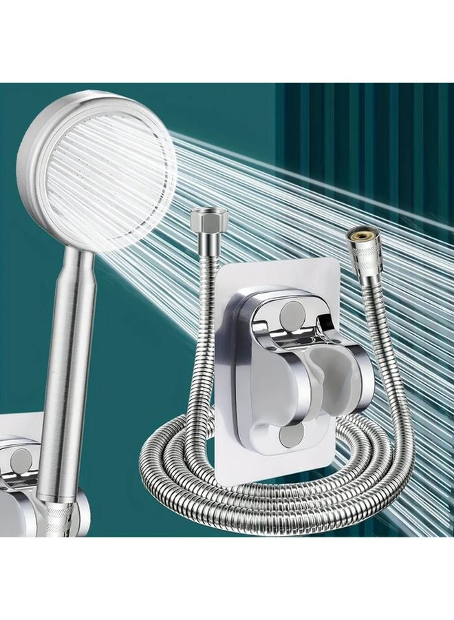 Silver Space Aluminum 3pcs Shower Set 59.06 Inch Encrypted Pipe with Wall Bracket - Image 2