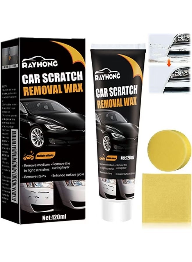 RAYHONG Car Scratch Remover Wax 120g, Car Scratch Repair Paste, Car Scratch Remover, Car Scratch Repair Paste Polishing Wax, Premium Scratch Remover Kit with Wipe & Sponge for Vehicles for Deep Scratches - Image 1