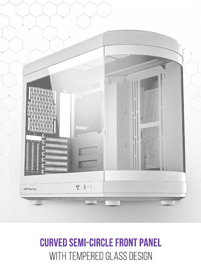 Vidrio Curved Tempered Glass ATX/M-ATX/Mini-ITX Gaming PC Case, 6 ARGB PWM Fans Pre-Installed, Type-C USB Port, 360mm Radiator Support, Excellent Airflow - Image 3