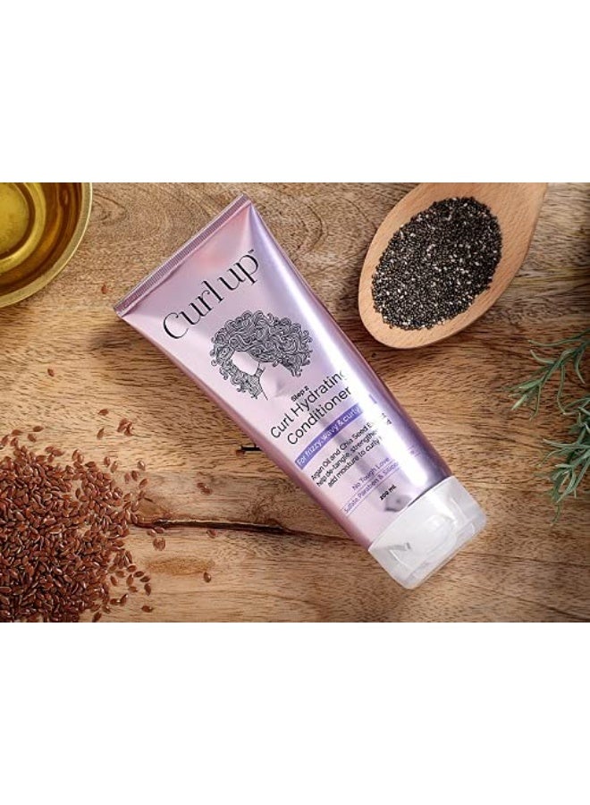 كيرل أب مجموعة غسول الشعر المجعد مع شامبو وبلسم للشعر المجعد - للشعر الجاف والمتطاير والمموج - خالية من الكبريتات والبارابين والسيليكون - 200 مل لكل عبوة (مجموعة من قطعتين) - Image 3