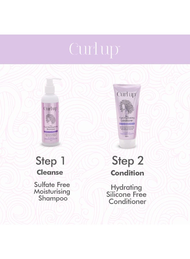 كيرل أب مجموعة غسول الشعر المجعد مع شامبو وبلسم للشعر المجعد - للشعر الجاف والمتطاير والمموج - خالية من الكبريتات والبارابين والسيليكون - 200 مل لكل عبوة (مجموعة من قطعتين) - Image 4