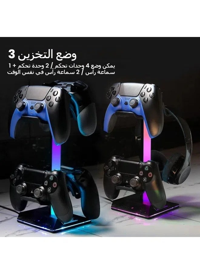 Generic Gamepad hooks RGB illuminated headphone stands handle display stands and expansion ports are weighted at the bottom  - Image 5