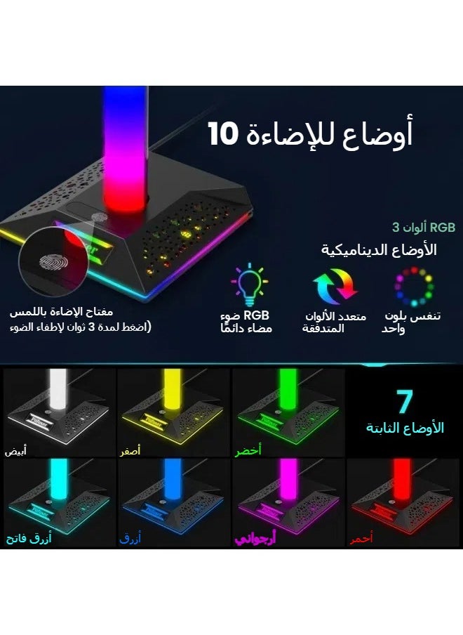 Generic Gamepad hooks RGB illuminated headphone stands handle display stands and expansion ports are weighted at the bottom  - Image 2