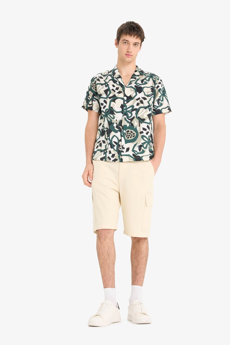 DeFacto Green Man Regular Fit Apache Neck Short Sleeve Shirt Casual - Image 2