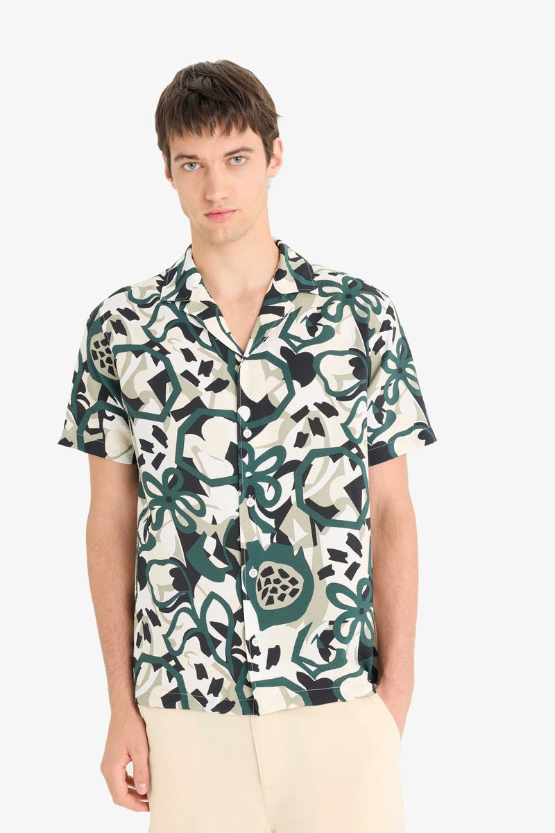 DeFacto Green Man Regular Fit Apache Neck Short Sleeve Shirt Casual - Image 4