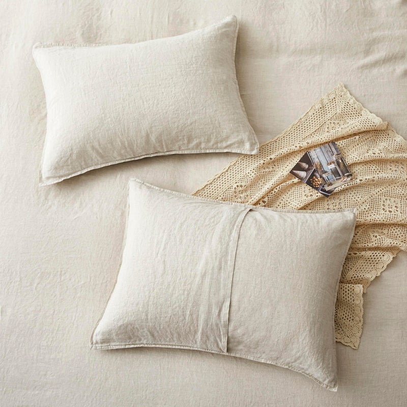 ATLINIA 100% Flax Linen Duvet Cover Set - Stone Washed Pure French Linen Organic Fabric for Farmhouse Comforter Boho Bedding Included 1 Duvet Cover 2 Pillow Shams(Natural, Queen) - Image 5