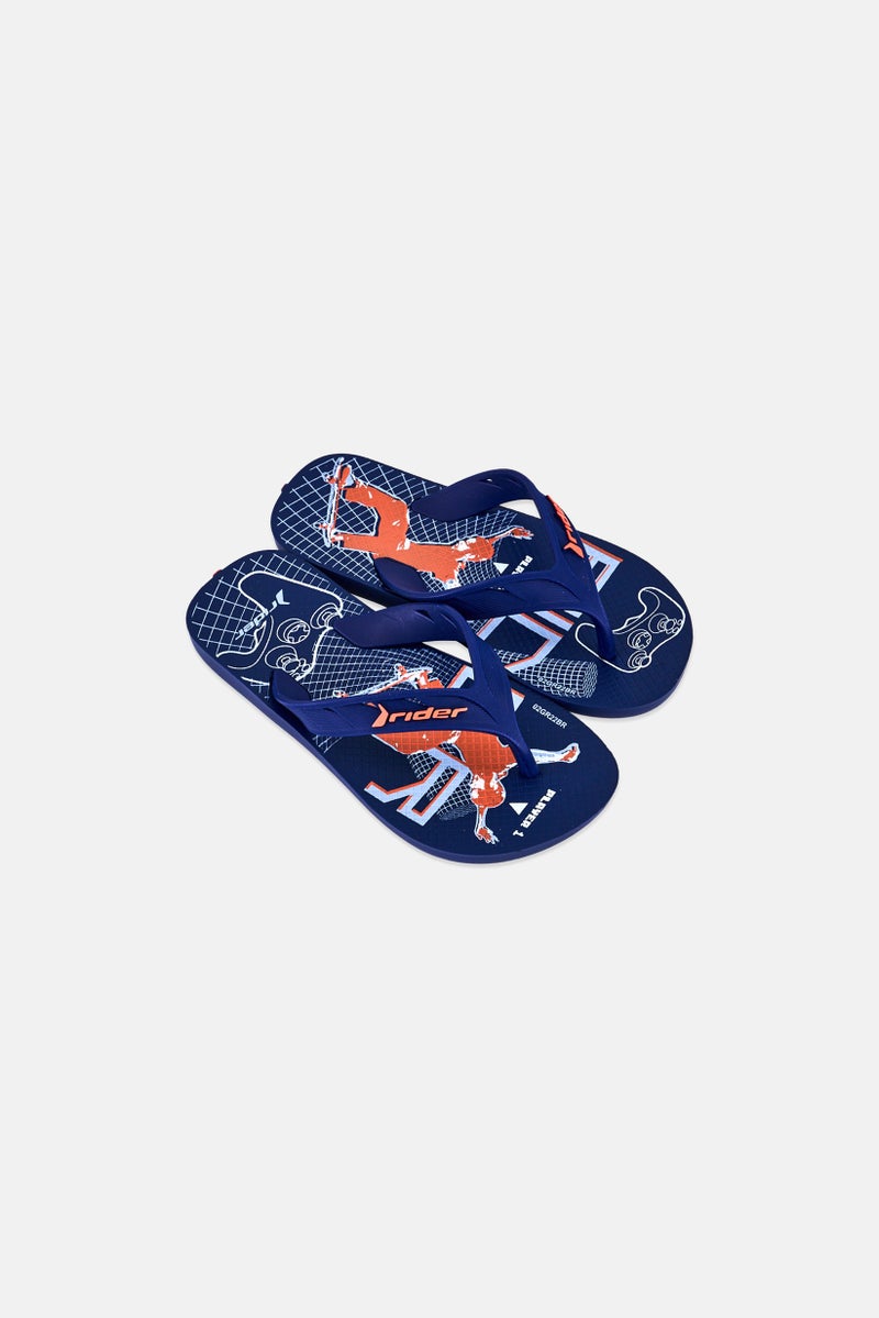 RIDER Kids Boy Street Joy Dedo Slip On Slippers, Navy - Image 3