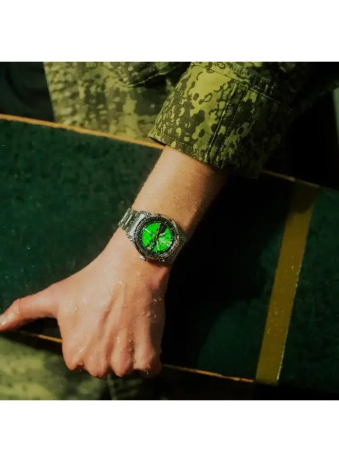 سيكو 5 Sports HUF Limited Edition Automatic Men’s Watch SBSA323/SRPM09, 39.4 mm Green Dial, Stainless Steel Case & Bracelet, 100 m WR - Image 5