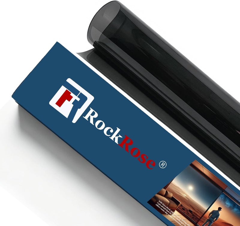 ROCKROSE Charcoal 2PLY Premium Carbon 20% VLT Car Tint 24 in x 20FT Professional Window Tint Heat, UV, and IRR Block Tint for Cars or Building Adhesive Film Easy Shrink, Plotter Friendly - Image 1