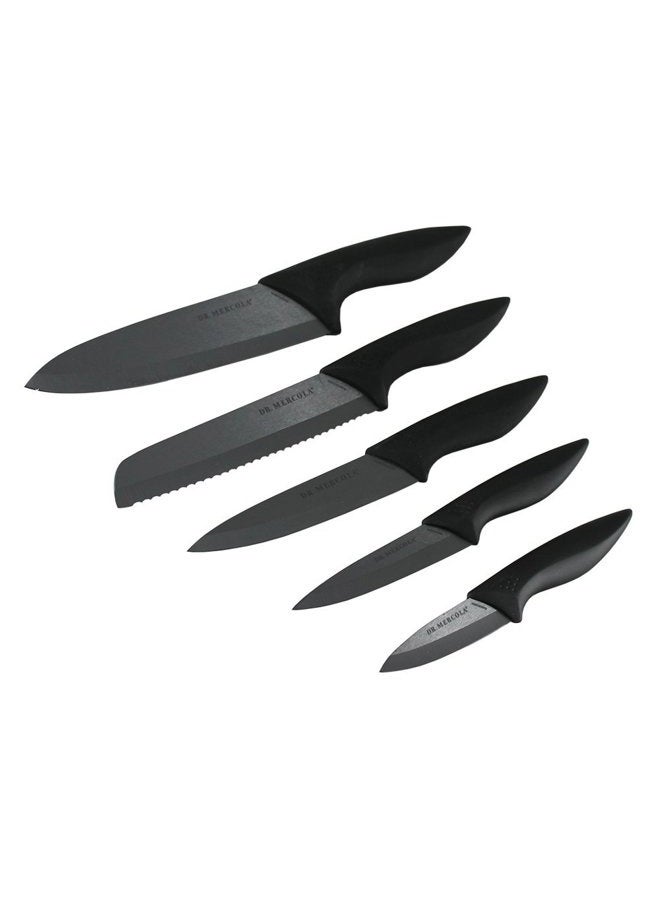 Dr. Mercola Black Ceramic Knife Set, 5 Piece set with Sheath - Image 2