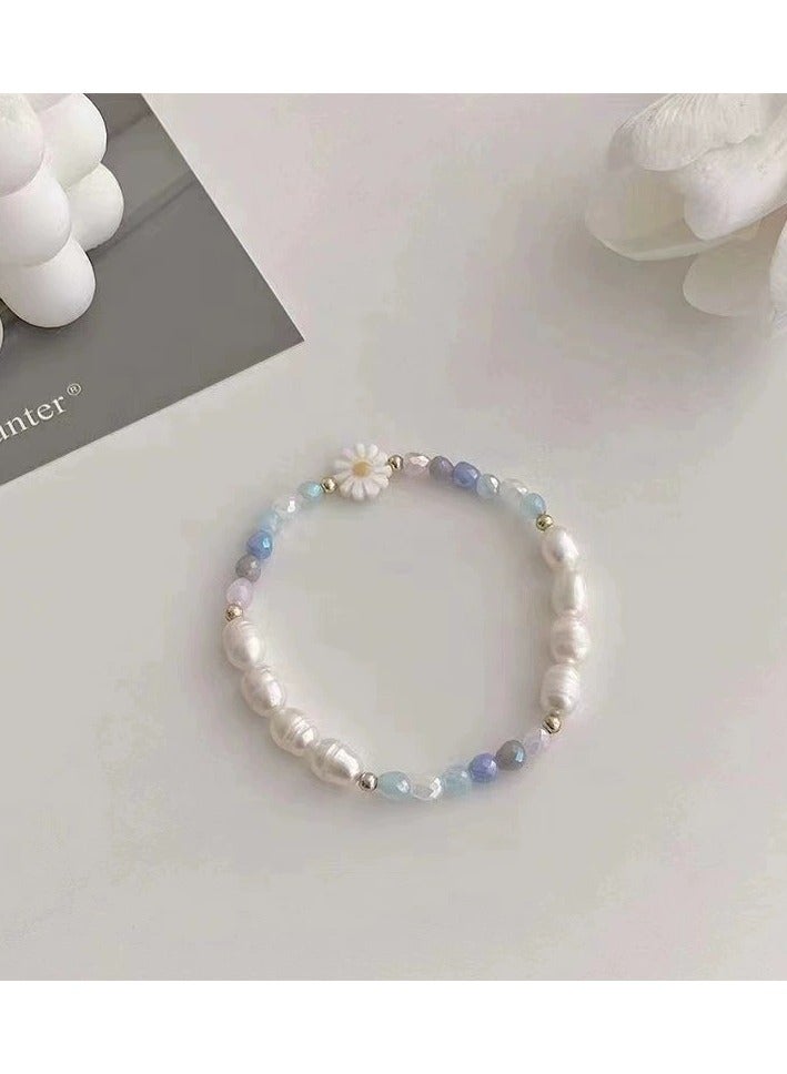 Goolsky سوار زهور كريستالية صيفي مزين بالخرز – مجوهرات لؤلؤ ملهمة من الطراز الفرنسي، جمالية عصرية، فخامة رقيقة - Image 3