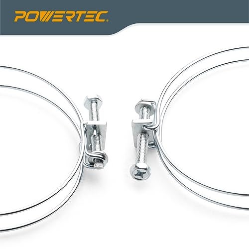 POWERTEC 70217 5 Inch Double Wire Hose Clamp with bolt, Adjustable Hose Clamps for Dust Collection Hose, Dust Collection System Accessories, Dryer Vent Hose & HVAC Air Hose, 5 pack (Color May Vary) - Image 3