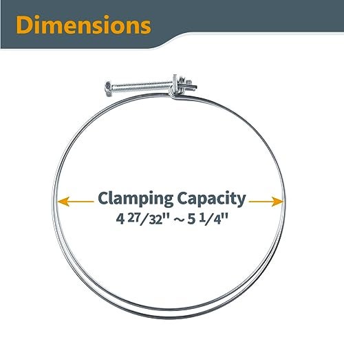 POWERTEC 70217 5 Inch Double Wire Hose Clamp with bolt, Adjustable Hose Clamps for Dust Collection Hose, Dust Collection System Accessories, Dryer Vent Hose & HVAC Air Hose, 5 pack (Color May Vary) - Image 2