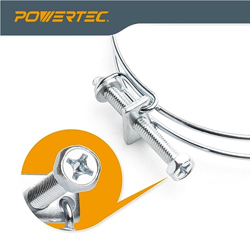 POWERTEC 70217 5 Inch Double Wire Hose Clamp with bolt, Adjustable Hose Clamps for Dust Collection Hose, Dust Collection System Accessories, Dryer Vent Hose & HVAC Air Hose, 5 pack (Color May Vary) - Image 4