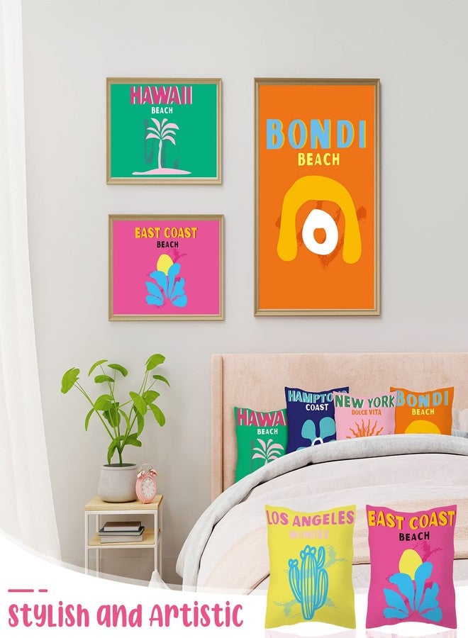 Queekay 6 Pieces Decorative Preppy Cushion Covers Throw Pillows Cases Aesthetic Preppy Pillow Covers Cute Room Decor for Girls Bed Bedroom Couch College Decorations, 18 x 18 Inch (Beach) - Image 4