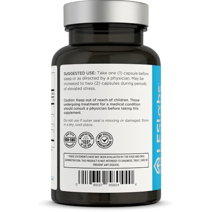 LES Labs Cortisol Health – Stress Relief, Balanced Cortisol Response, Relaxation & Deep Sleep – Phosphatidylserine, Magnesium, Magnolia Bark, Rhodiola Rosea & Ashwagandha – Non-GMO – 60 Capsules - Image 3