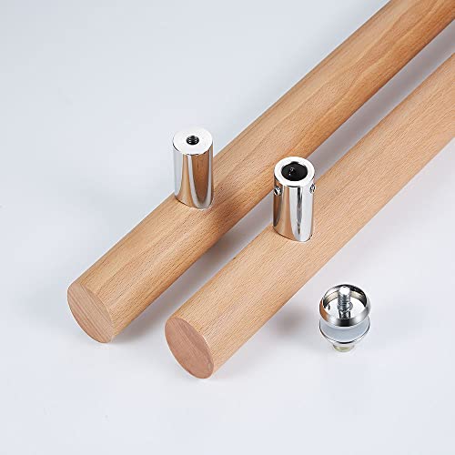 Rzeloyde Glass Door Handle 304 Solid Connector, Wood Handle for Sauna Room, Double Sided Push Pull Handle Beech Wood Door Pull, H Shape Door Handle Bar (Length 16inches, Wood Color(Straight Connector))… - Image 5