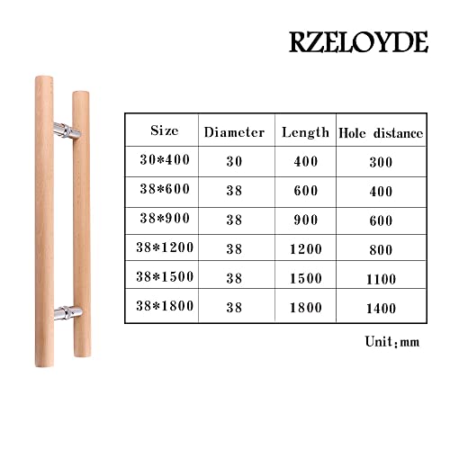 Rzeloyde Glass Door Handle 304 Solid Connector, Wood Handle for Sauna Room, Double Sided Push Pull Handle Beech Wood Door Pull, H Shape Door Handle Bar (Length 16inches, Wood Color(Straight Connector))… - Image 4