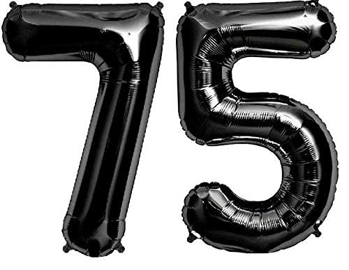 flavouredlove 16 inch Seventy-five Foil Number Air or Helium Balloon Party Decoration Black Pack of 1 | 75 Year No. Balloons Birthday/Anniversary (Black Number 75) - Image 4