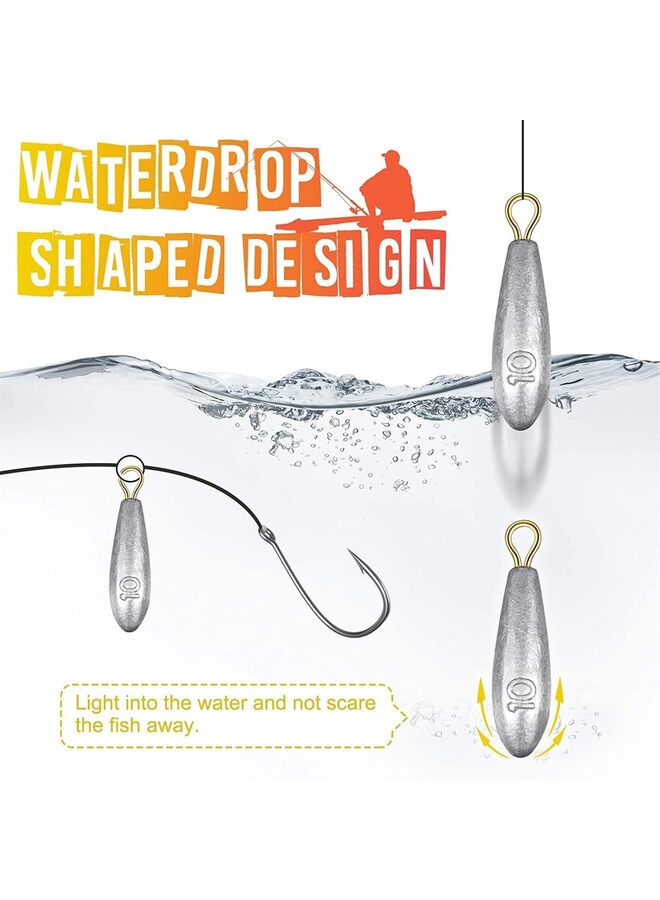 Generic 20 Pieces Drop Shot Weights Sinkers Kit, Bullet Raindrop Streamlined Fishing Weight for Freshwater Saltwater Casting Removable Bottom Rig Accessory - Image 5