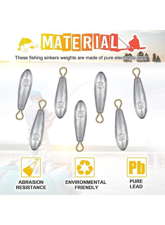 Generic 20 Pieces Drop Shot Weights Sinkers Kit, Bullet Raindrop Streamlined Fishing Weight for Freshwater Saltwater Casting Removable Bottom Rig Accessory - Image 3